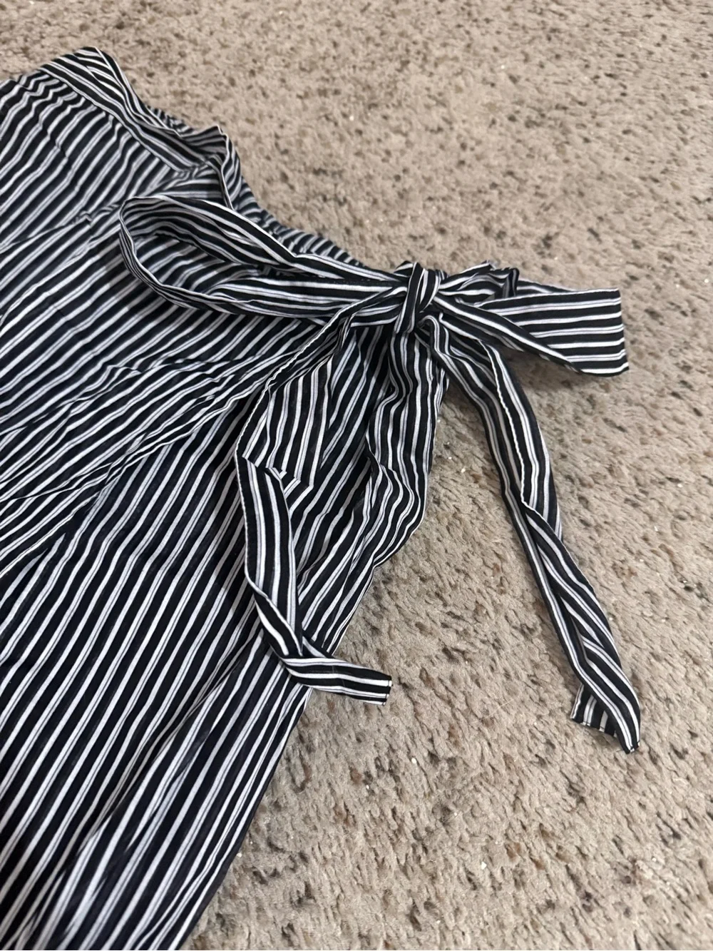 Zara Basic Striped High-Waist Wrap Pants